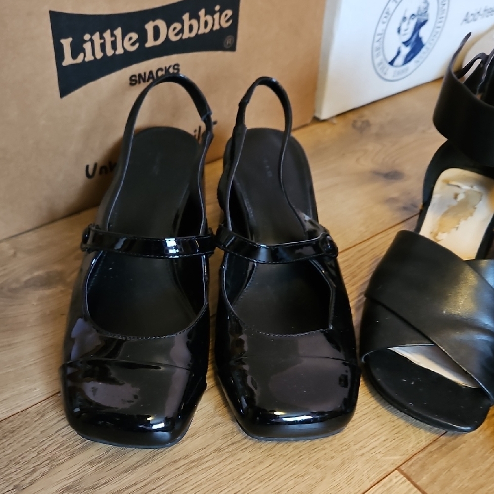 Elegant Black Patent Leather Slingback Heels